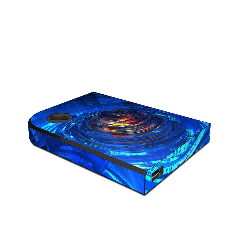 Valve Steam Link Skin design of Blue, Water, Circle, Vortex, Electric blue, Wave, Liquid, Graphics, Pattern, Colorfulness, with blue, orange, yellow colors