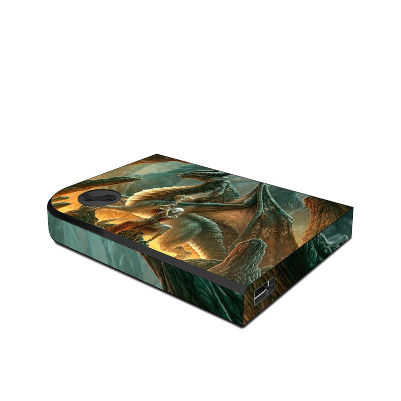 Valve Steam Link Skin design of Dragon, Cg artwork, Mythology, Fictional character, Mythical creature, Art, Illustration, Cryptid, Sculpture, Demon, with black, green, red, gray, blue colors