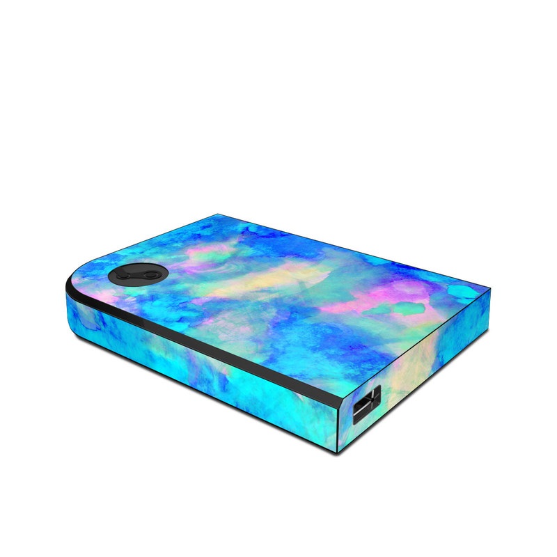Valve Steam Link Skin design of Blue, Turquoise, Aqua, Pattern, Dye, Design, Sky, Electric blue, Art, Watercolor paint, with blue, purple colors