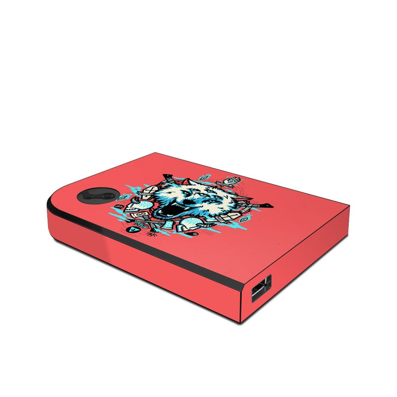 Valve Steam Link Skin design of Graphic design, Illustration, Crest, Logo, T-shirt, Symbol, Font, Graphics, Emblem, Pattern, with red, blue, black, gray colors