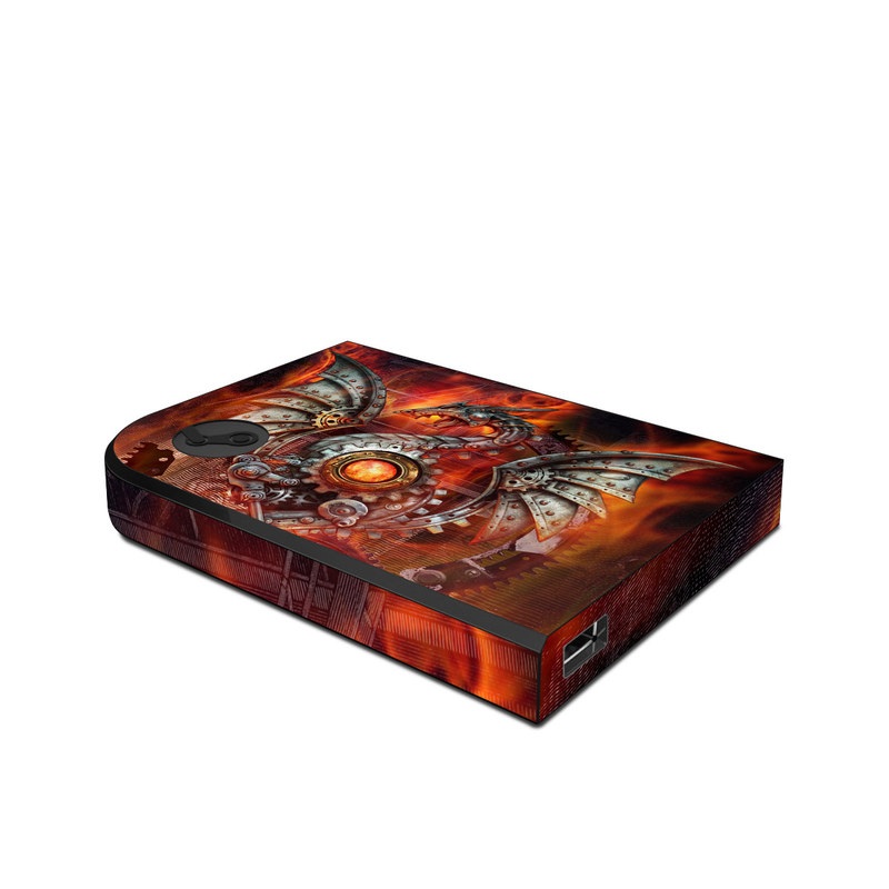 Valve Steam Link Skin design of Dragon, Demon, Cg artwork, Illustration, Fictional character, Fractal art, Flame, Art, Mythology, Supernatural creature, with red, black, orange, pink, green colors