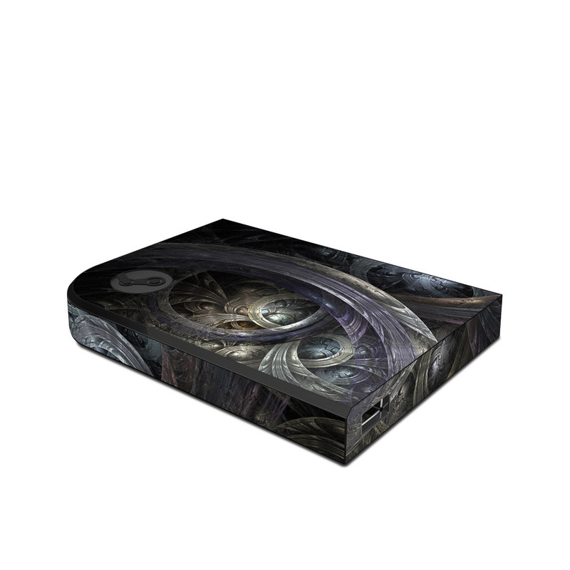 Valve Steam Link Skin design of Fractal art, Graphic design, Art, Cg artwork, Darkness, Circle, Pattern, Illustration, Graphics, Metal, with black, gray, blue colors