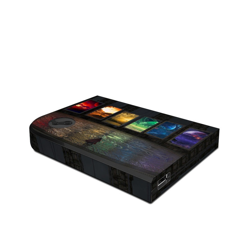 Valve Steam Link Skin design of Light, Lighting, Water, Sky, Technology, Night, Art, Geological phenomenon, Electronic device, Glass, with black, red, green, blue colors