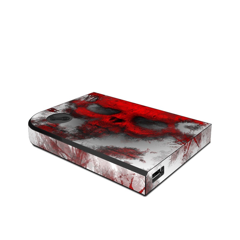 Valve Steam Link Skin design of Red, Graphic design, Skull, Illustration, Bone, Graphics, Art, Fictional character, with red, gray, black, white colors