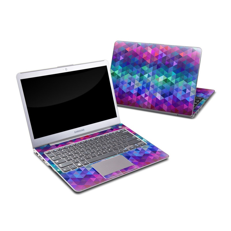 Samsung Series 5 13.3-inch Ultrabook Skin design of Purple, Violet, Pattern, Blue, Magenta, Triangle, Line, Design, Graphic design, Symmetry, with blue, purple, green, red, pink colors