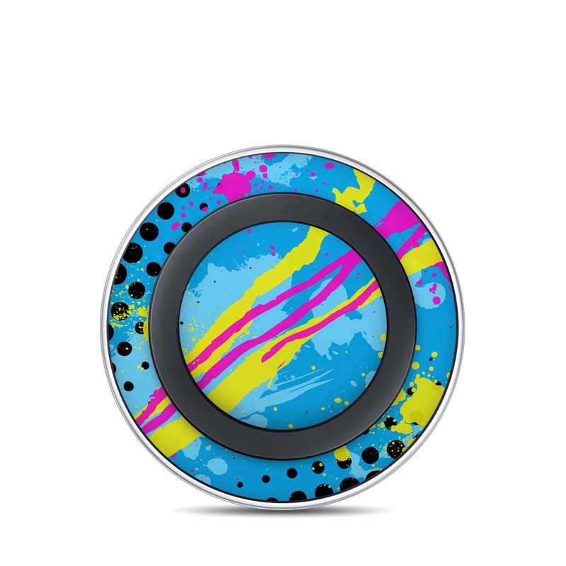 Samsung Wireless Charging Pad Skin design of Blue, Colorfulness, Graphic design, Pattern, Water, Line, Design, Graphics, Illustration, Visual arts, with blue, black, yellow, pink colors