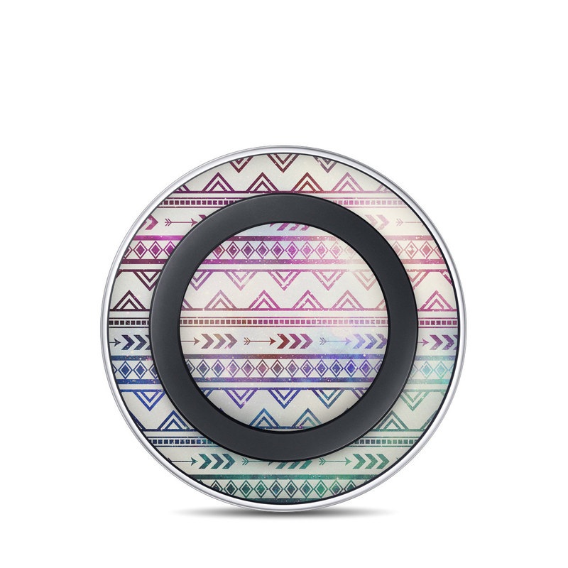 Samsung Wireless Charging Pad Skin design of Pattern, Line, Teal, Design, Textile, with gray, pink, yellow, blue, black, purple colors