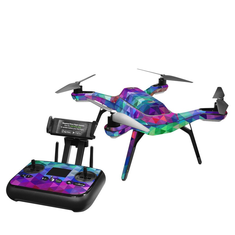 3DR Solo Skin design of Purple, Violet, Pattern, Blue, Magenta, Triangle, Line, Design, Graphic design, Symmetry with blue, purple, green, red, pink colors