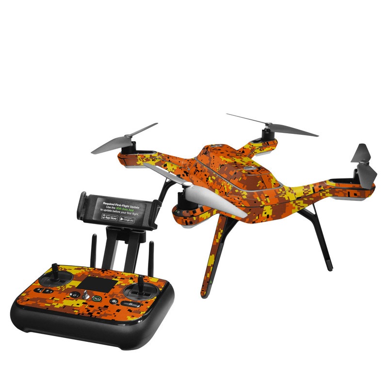 3DR Solo Skin design of Orange, Yellow, Leaf, Tree, Pattern, Autumn, Plant, Deciduous, with red, green, black colors