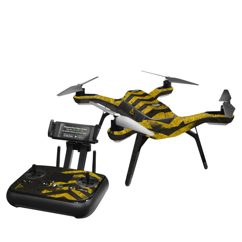 3DR Solo Skin design of Colorfulness, Road surface, Yellow, Rectangle, Asphalt, Font, Material property, Parallel, Tar, Tints and shades, with black, gray, yellow colors