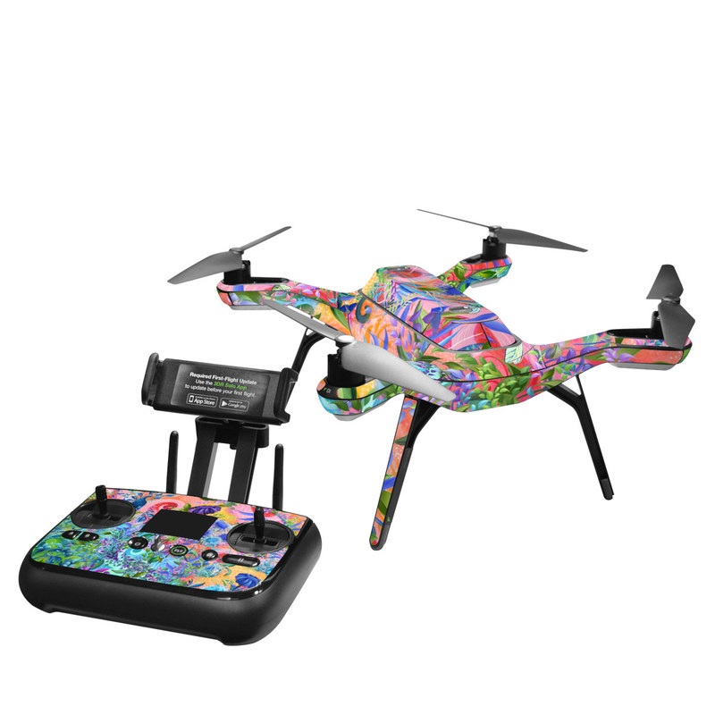 3DR Solo Skin design of Psychedelic art, Painting, Art, Acrylic paint, Pattern, Modern art, Visual arts, Textile, Design, Organism, with gray, blue, green, pink colors