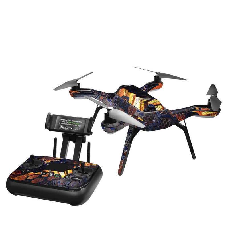 3DR Solo Skin design of Geological phenomenon, Sky, Water, Cobblestone, Rock, Reflection, Colorfulness, World, Art, with black, red, green colors