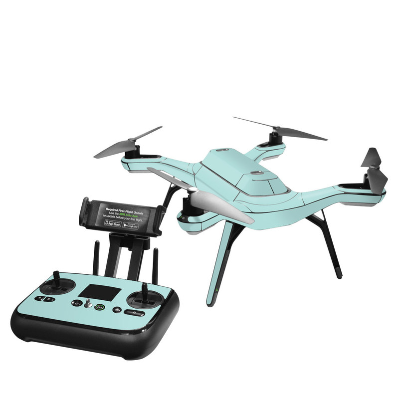 3DR Solo Skin design of Green, Blue, Aqua, Turquoise, Teal, Azure, Text, Daytime, Yellow, Sky with blue colors