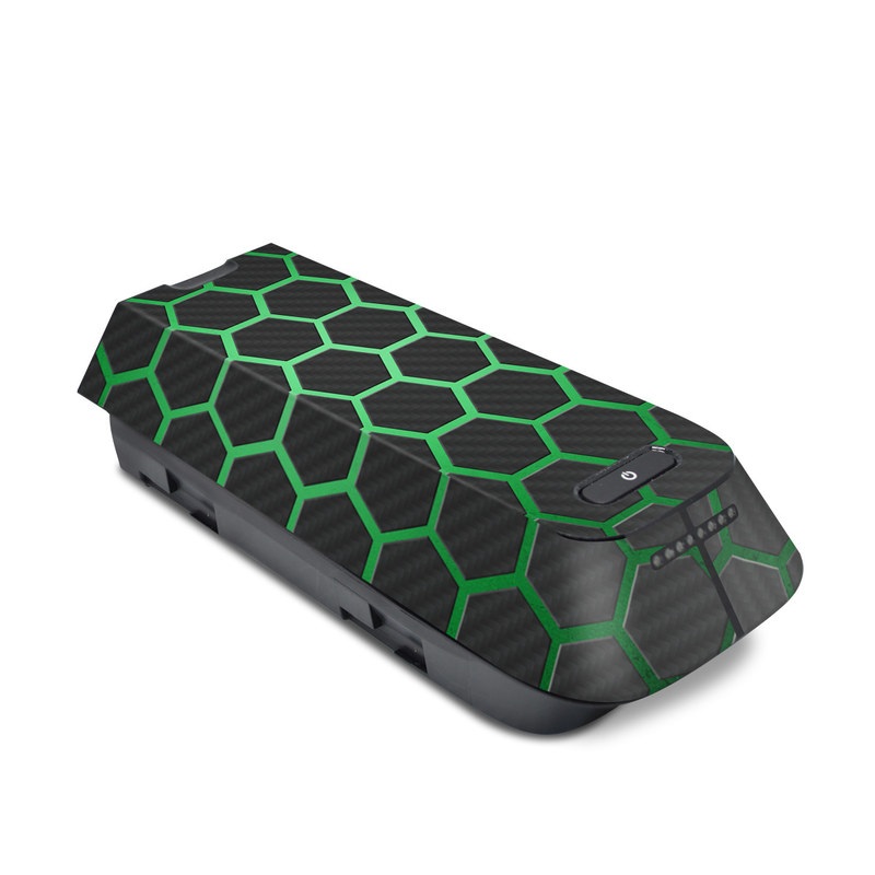 3DR Solo Battery Skin design of Pattern, Metal, Design, Carbon, Space, Circle with black, gray, green colors