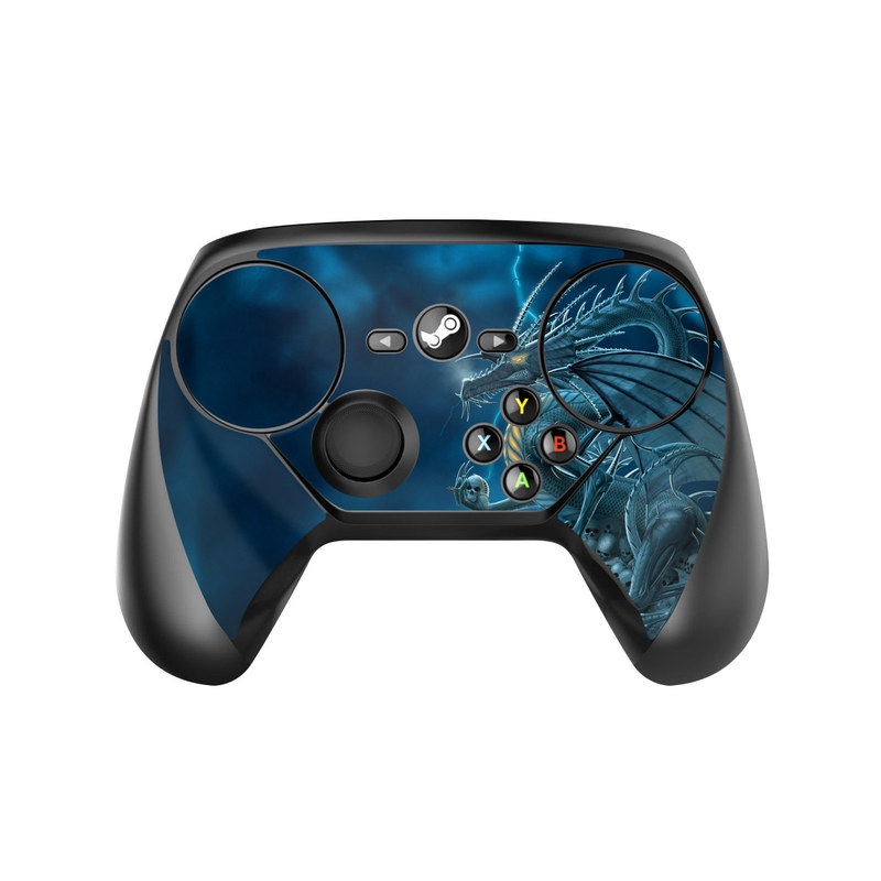 Valve Steam Controller Skin design of Cg artwork, Dragon, Mythology, Fictional character, Illustration, Mythical creature, Art, Demon, with blue, yellow colors