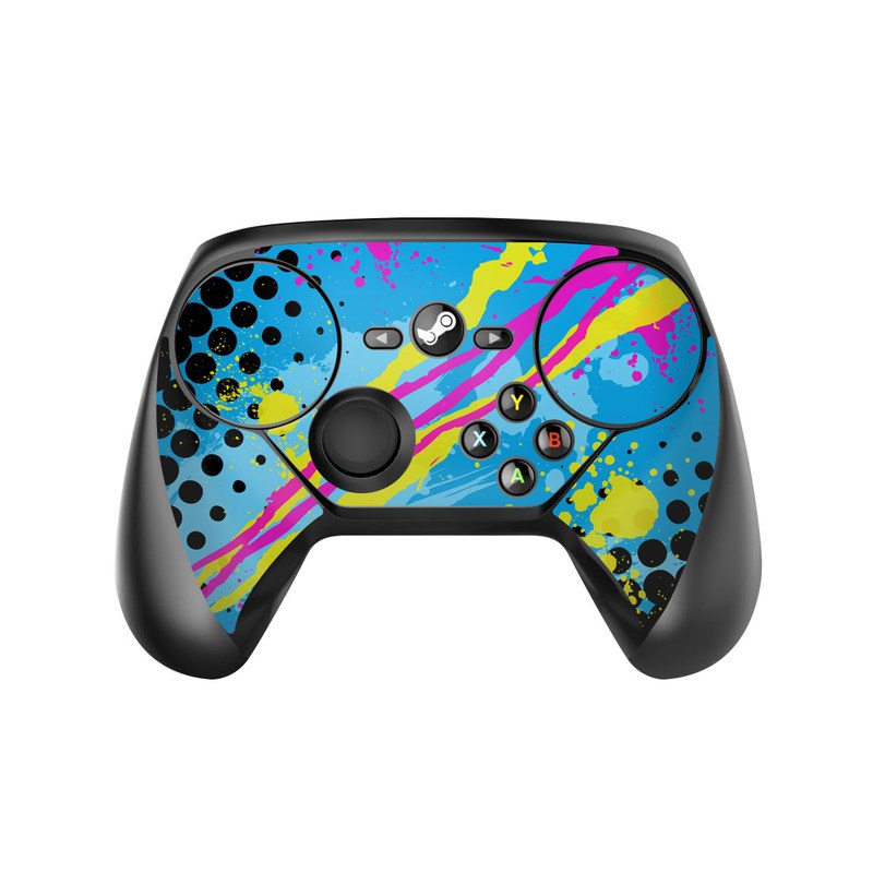 Valve Steam Controller Skin design of Blue, Colorfulness, Graphic design, Pattern, Water, Line, Design, Graphics, Illustration, Visual arts, with blue, black, yellow, pink colors