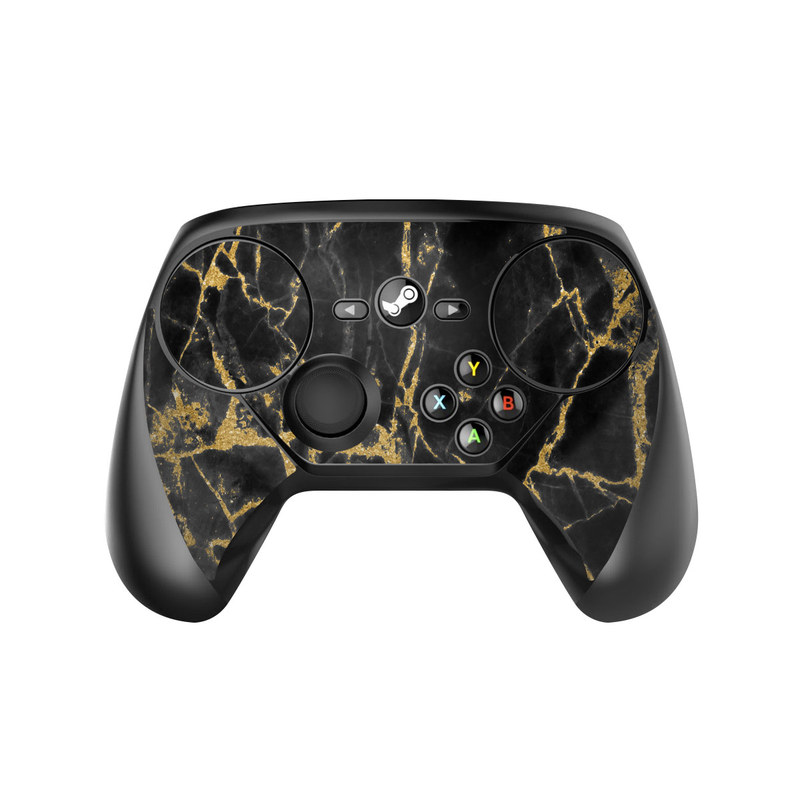 Valve Steam Controller Skin design of Black, Yellow, Water, Brown, Branch, Leaf, Rock, Tree, Marble, Sky, with black, yellow colors