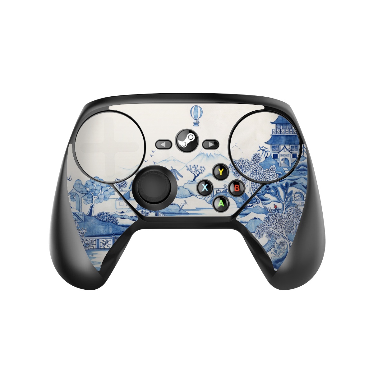 Valve Steam Controller Skin design of Blue, Blue and white porcelain, Winter, Christmas eve, Illustration, Snow, World, Art, with blue, white colors