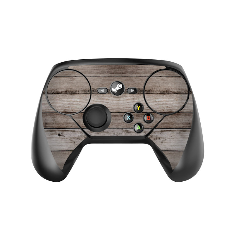 Valve Steam Controller Skin design of Wood, Plank, Wood stain, Hardwood, Line, Pattern, Floor, Lumber, Wood flooring, Plywood, with brown, black colors