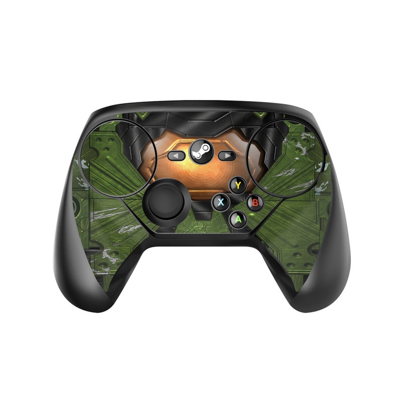 Valve Steam Controller Skin design of Green, Fictional character, Games, Fiction, Pc game, Illustration, Strategy video game, Digital compositing, Art, Screenshot, with green, yellow, orange, black colors