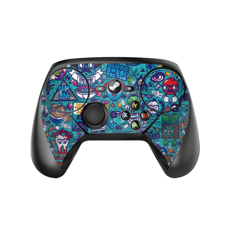 Valve Steam Controller Skin design of Art, Visual arts, Illustration, Graphic design, Psychedelic art, with blue, black, gray, red, green colors