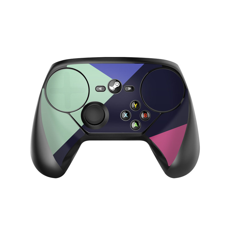 Valve Steam Controller Skin design of Purple, Violet, Line, Magenta, Graphic design, Triangle, Pattern, Design, Material property, Font, with black, blue, green, pink colors