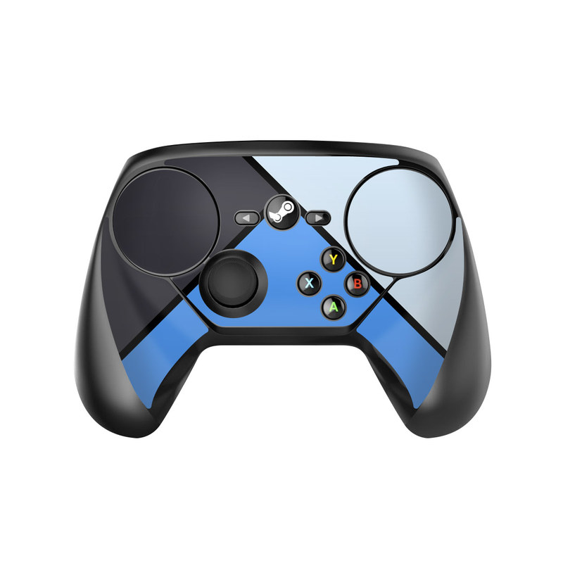 Valve Steam Controller Skin design of Blue, Line, Cobalt blue, Triangle, Azure, Electric blue, Parallel, Symmetry, Font, with blue, gray, black colors