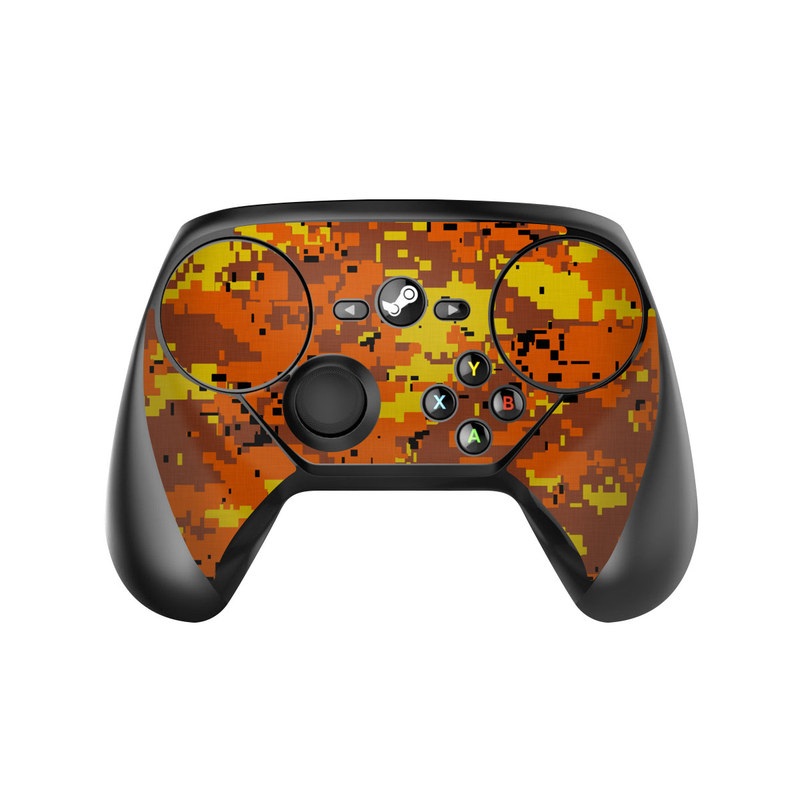 Valve Steam Controller Skin design of Orange, Yellow, Leaf, Tree, Pattern, Autumn, Plant, Deciduous, with red, green, black colors