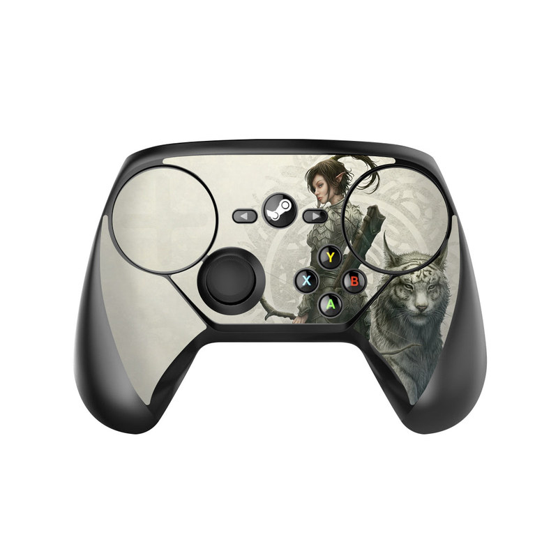 Valve Steam Controller Skin design of Illustration, Fictional character, Drawing, Woman warrior, Art, Mythology, Sketch, with gray, black, pink, yellow, green colors