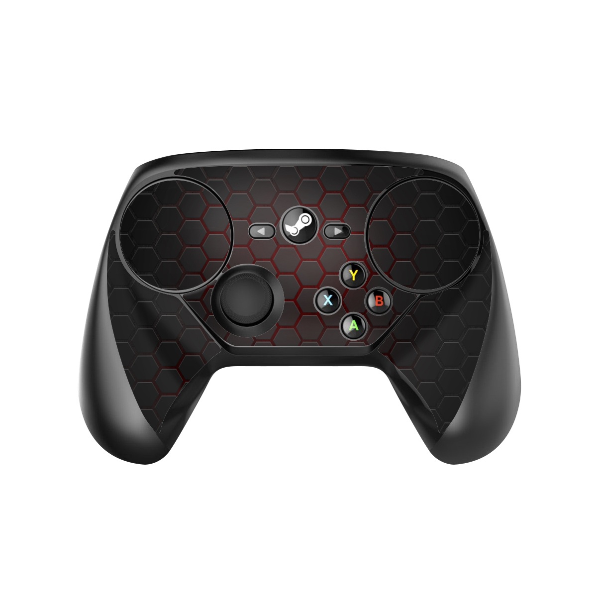 Valve Steam Controller Skin design of Black, Pattern, Metal, Design, Mesh, Carbon, Space, Wallpaper, with black, red colors