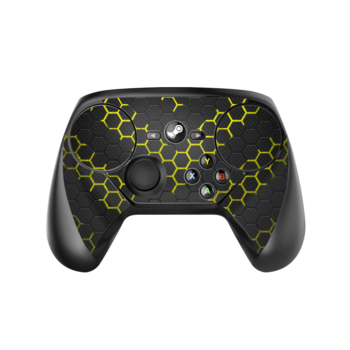 Valve Steam Controller Skin design of Black, Pattern, Yellow, Mesh, Net, Chain-link fencing, Design, Metal, with black, gray, yellow colors