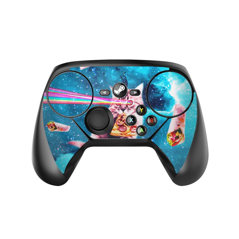 Valve Steam Controller Skin design of Illustration, Organism, Graphic design, Art, Space, Fictional character, Extreme sport, Graphics, with blue, white, gray, yellow, red, orange colors