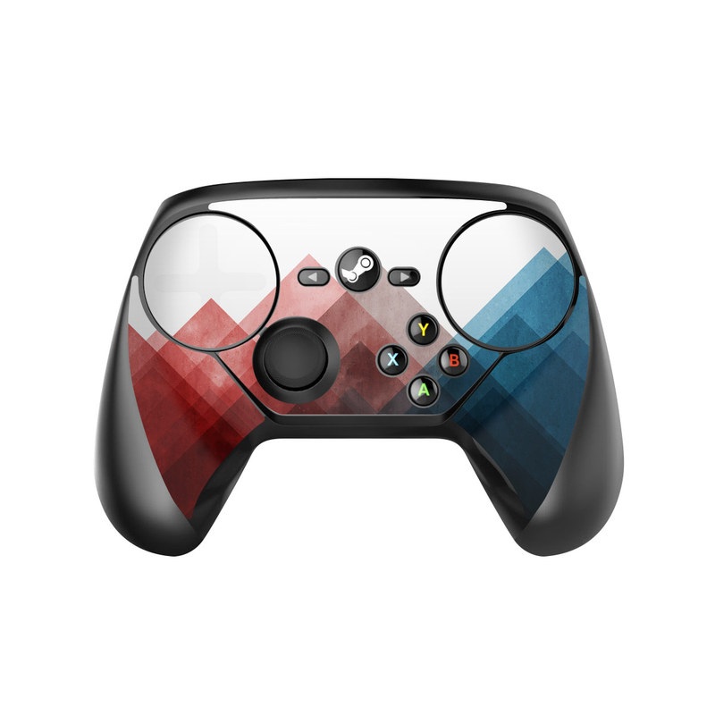 Valve Steam Controller Skin design of Blue, Red, Sky, Pink, Line, Architecture, Font, Graphic design, Colorfulness, Illustration, with red, pink, blue colors