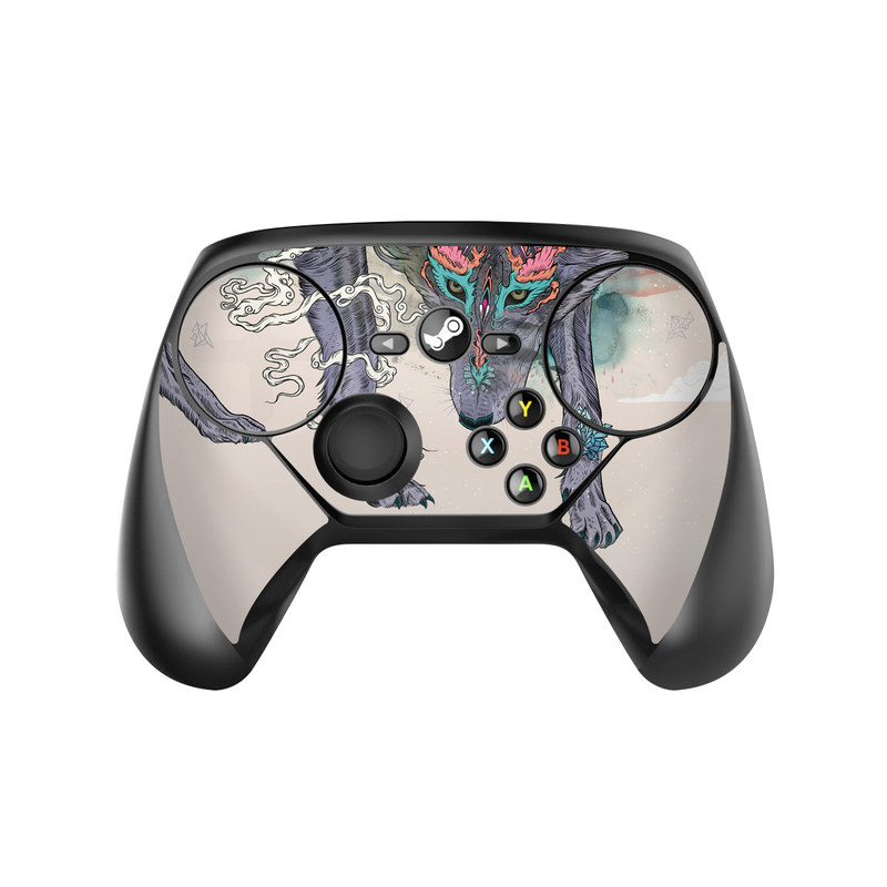 Valve Steam Controller Skin design of Illustration, Boar, Art, Drawing, Fictional character, Sketch, Suidae, with gray, pink, black, blue, yellow colors