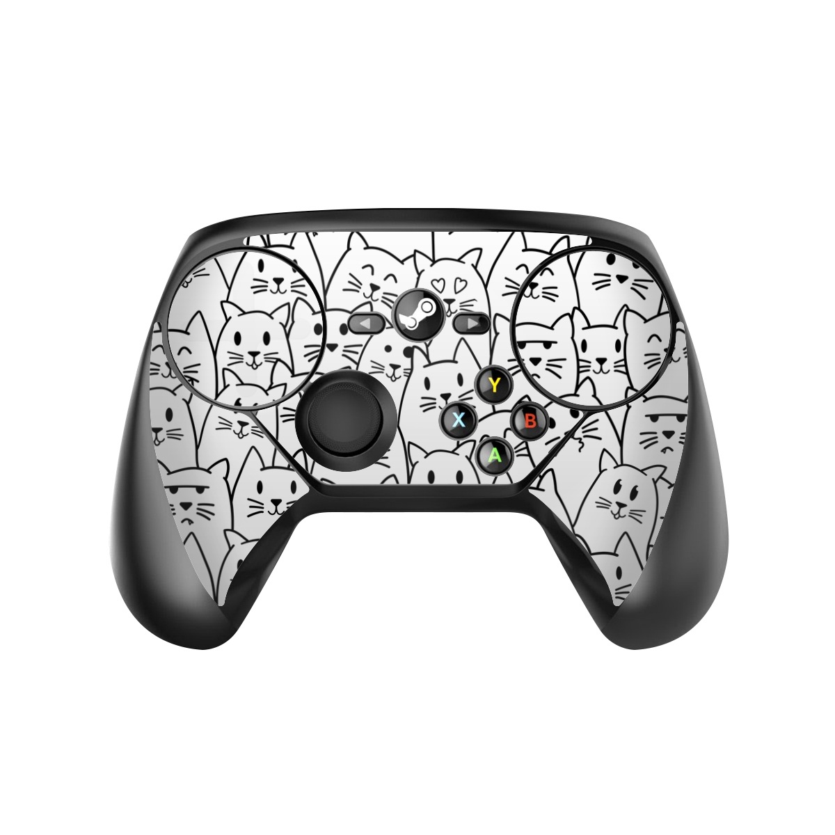 Valve Steam Controller Skin design of White, Line art, Text, Black, Pattern, Black-and-white, Line, Design, Font, Organism, with white, black colors