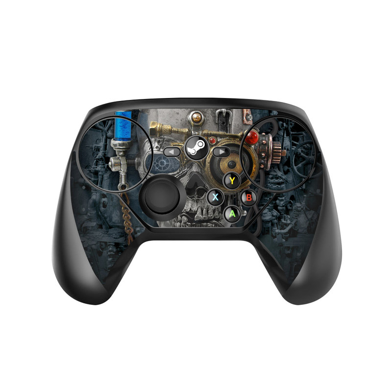 Valve Steam Controller Skin design of Engine, Auto part, Still life photography, Personal protective equipment, Illustration, Automotive engine part, Art with black, gray, red, green colors