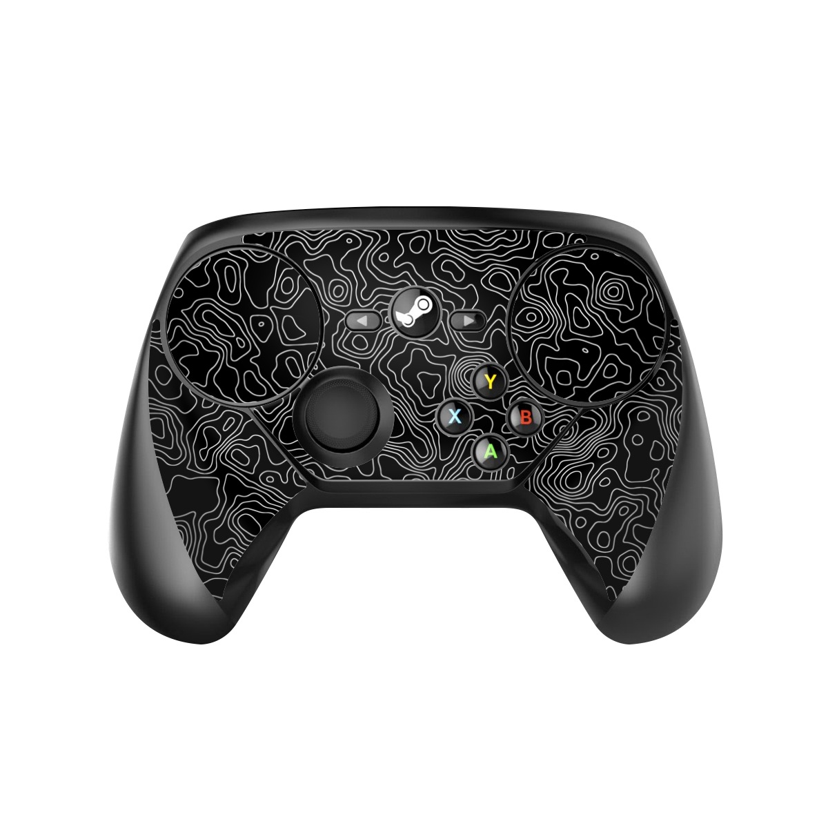Valve Steam Controller Skin design of Art, Motif, Pattern, Symmetry, Monochrome, Circle, Font, Visual arts, Illustration, Monochrome photography, with black, gray colors