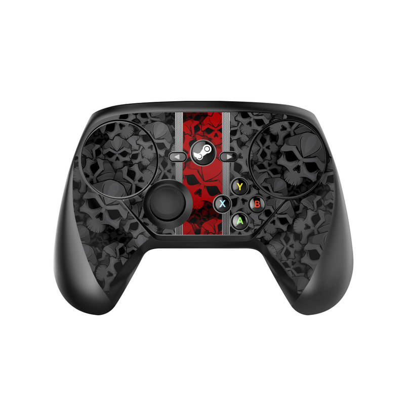 Valve Steam Controller Skin design of Font, Text, Pattern, Design, Graphic design, Black-and-white, Monochrome, Graphics, Illustration, Art, with black, red, gray colors