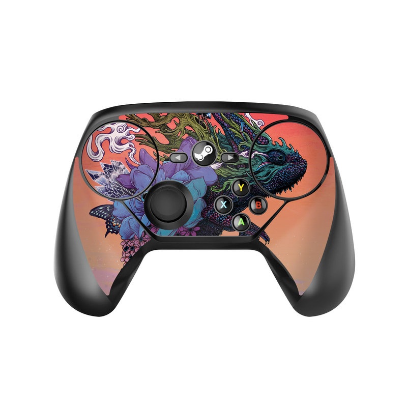 Valve Steam Controller Skin design of Illustration, Fictional character, Fiction, Art, Organism, Plant, Tree, Graphic design, Cg artwork, with red, orange, green, purple, white, blue, brown colors