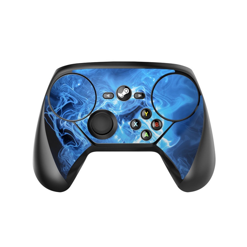 Valve Steam Controller Skin design of Blue, Water, Electric blue, Organism, Pattern, Smoke, Liquid, Art, with blue, black, purple colors