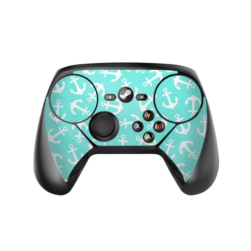 Valve Steam Controller Skin design of Text, Turquoise, Aqua, Font, Teal, Pattern, Line, Design, Illustration, with gray, white, blue, green colors