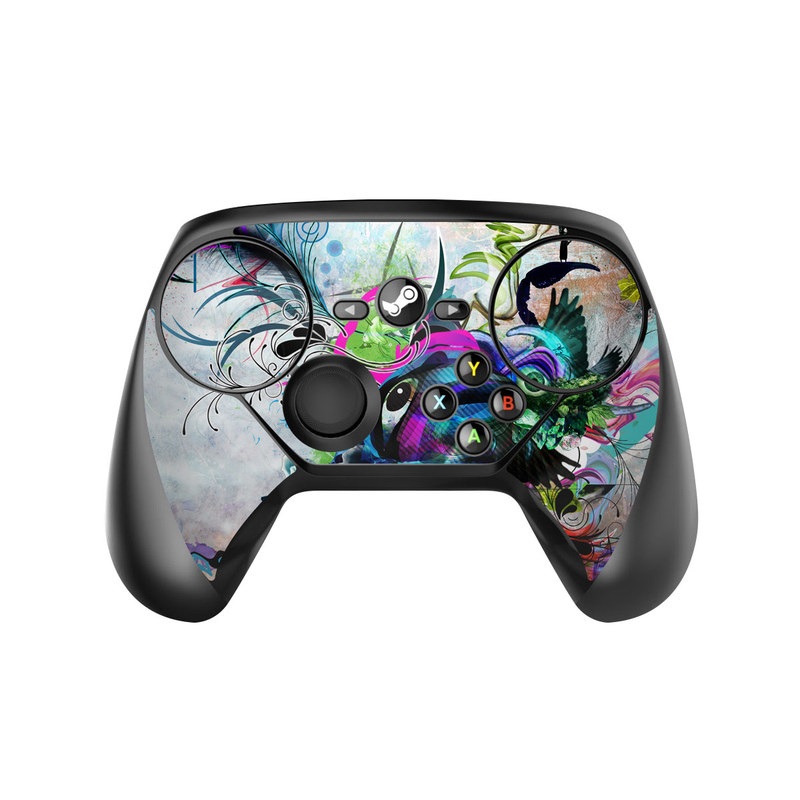 Valve Steam Controller Skin design of Graphic design, Psychedelic art, Art, Illustration, Purple, Visual arts, Graffiti, Street art, Design, Painting, with gray, black, blue, green, purple colors