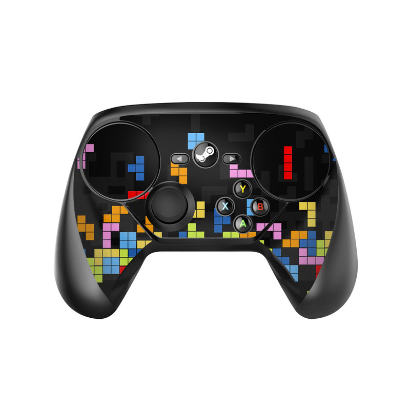 Valve Steam Controller Skin design of Pattern, Symmetry, Font, Design, Graphic design, Line, Colorfulness, Magenta, Square, Graphics, with black, green, blue, orange, red colors