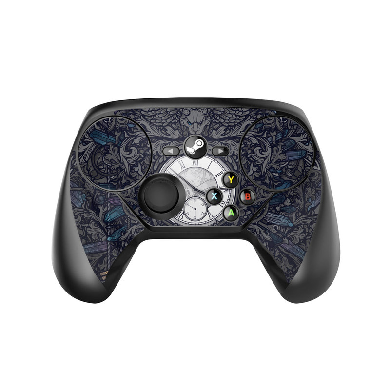 Valve Steam Controller Skin design of Blue, Pattern, Psychedelic art, Design, Circle, Art, Font, Graphic design, Visual arts, Illustration, with black, gray colors