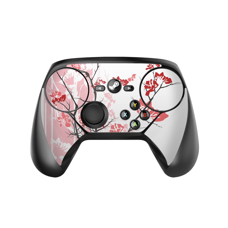 Valve Steam Controller Skin design of Branch, Red, Flower, Plant, Tree, Twig, Blossom, Botany, Pink, Spring, with white, pink, gray, red, black colors