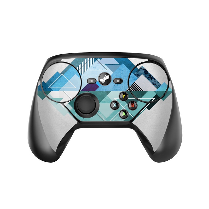 Valve Steam Controller Skin design of Blue, Turquoise, Illustration, Graphic design, Design, Line, Logo, Triangle, Graphics, with gray, blue, purple colors