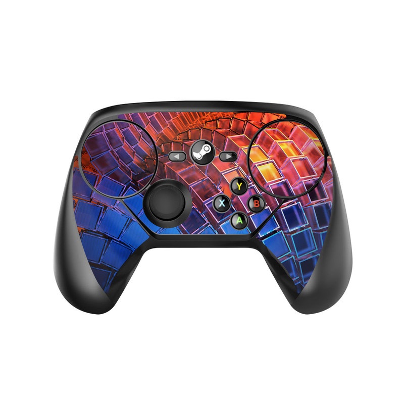 Valve Steam Controller Skin design of Blue, Red, Orange, Light, Pattern, Architecture, Design, Fractal art, Colorfulness, Psychedelic art, with black, red, blue, purple, gray colors