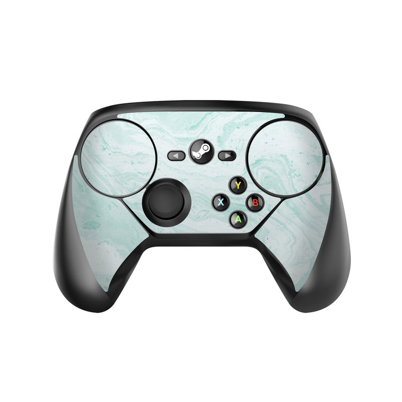 Valve Steam Controller Skin design of White, Aqua, Pattern, with green, blue colors