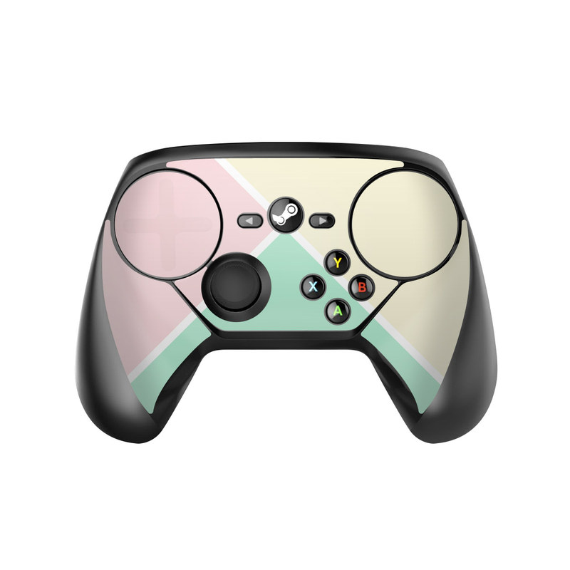 Valve Steam Controller Skin design of Green, Aqua, Turquoise, Blue, Pink, Yellow, Line, Teal, Pattern, Design, with yellow, pink, green colors