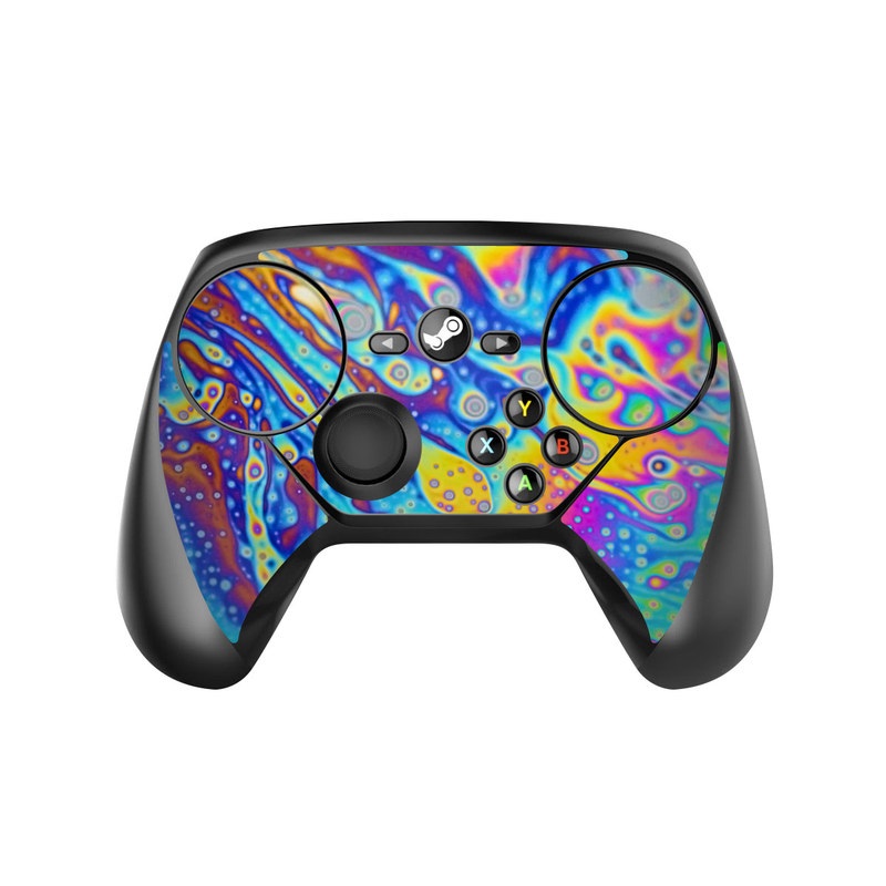 Valve Steam Controller Skin design of Psychedelic art, Blue, Pattern, Art, Visual arts, Water, Organism, Colorfulness, Design, Textile, with gray, blue, orange, purple, green colors